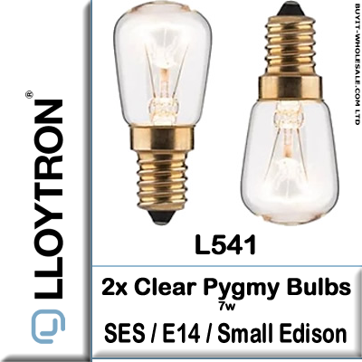 Lloytron L541 7W E14 SES clear pygmy bulb pack of 2