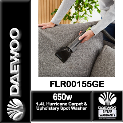*** In Store Only *** Daewoo FLR00155GE Hurricane 650W 1.4L Carpet & Upholstery Spot Washer - Image 5