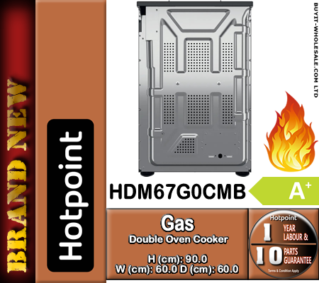 Hotpoint HDM67G0CMB Black 60cm Wide Gas Double Oven Cooker with 4 Zone Gas Hob - Image 5