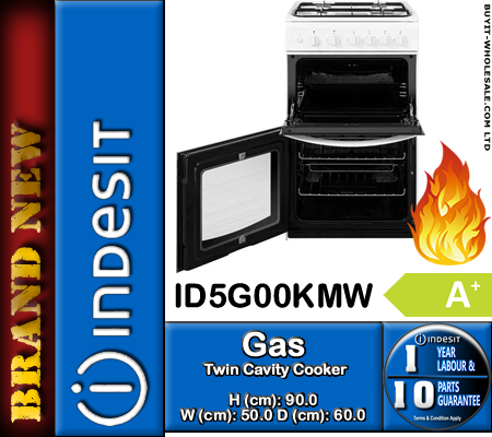 Indesit ID5G00KMW White 50cm Wide Gas Twin Cavity Cooker - Image 3