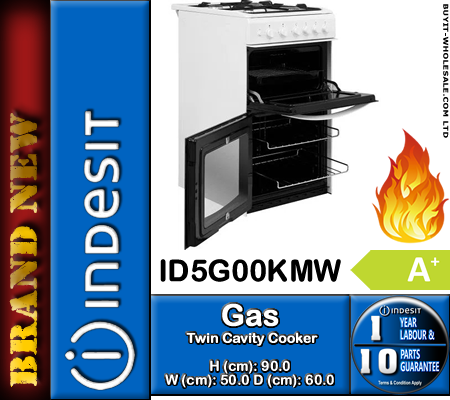 Indesit ID5G00KMW White 50cm Wide Gas Twin Cavity Cooker - Image 5