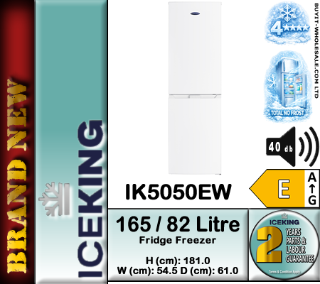 IceKing IK5050EW White 54.5cm Wide Total No Frost Fridge Freezer with 165L fridge and 82L freezer capacity