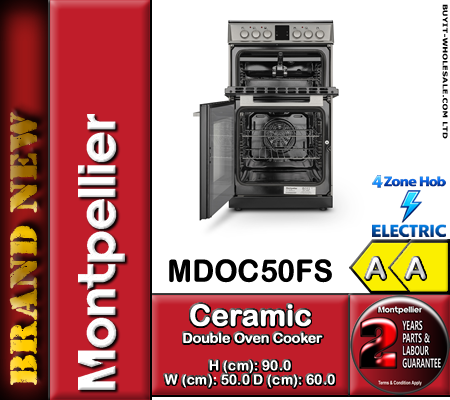 Montpellier MDOC50FS Silver 50cm Wide Electric Double Oven Cooker - Image 3