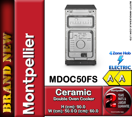 Montpellier MDOC50FS Silver 50cm Wide Electric Double Oven Cooker - Image 4