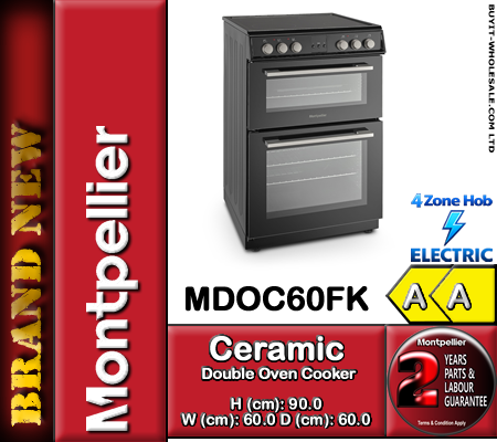 Montpellier MDOC60FK Black 60cm Wide Electric Double Oven Cooker - Image 3