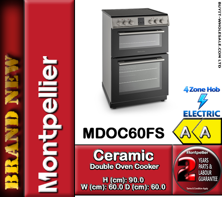 Montpellier MDOC60FS Silver 60cm Wide Electric Double Oven Cooker - Image 3
