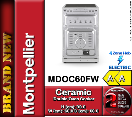 Montpellier MDOC60FW White 60cm Wide Electric Double Oven Cooker - Image 4