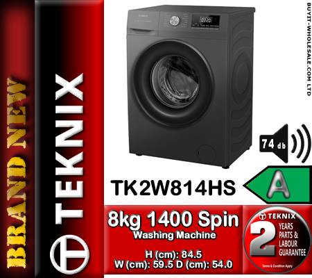 Teknix TK2W814HS Titanium 8kg 1400 Spin Washing Machine - Image 3