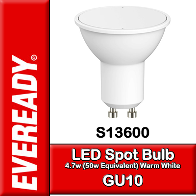 Eveready S13600 4.7W GU10 LED bulb warm white 3000K 50W replacement