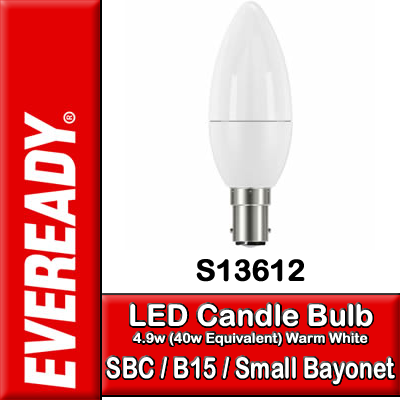 Eveready S13612 4.9W LED candle bulb SBC B15 warm white