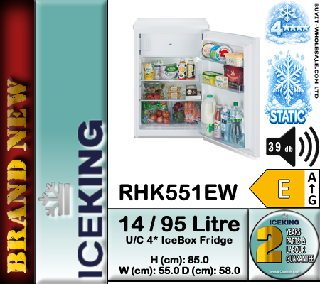 IceKing RHK551EW White 55cm Wide 4* Under Counter Icebox Fridge - Image 4