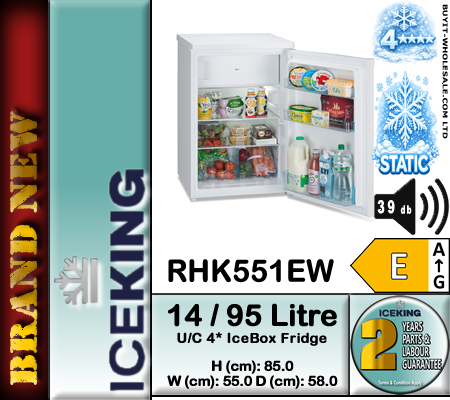 IceKing RHK551EW White 55cm Wide 4* Under Counter Icebox Fridge - Image 5