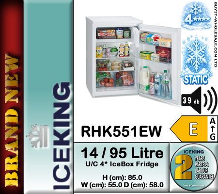 IceKing RHK551EW White 55cm Wide 4* Under Counter Icebox Fridge - Image 6