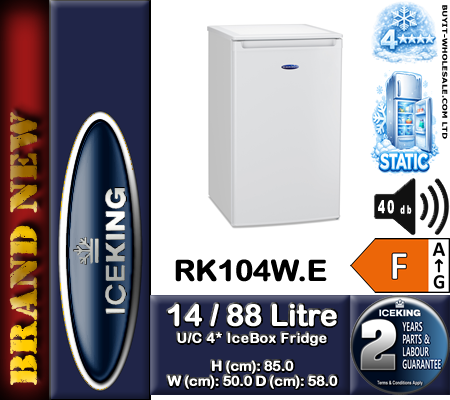 IceKing RK104W.E white under counter fridge with 4 star icebox 50cm 102L capacity