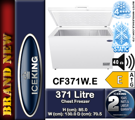 IceKing CF371W.E 371L White Chest Freezer 130cm Wide