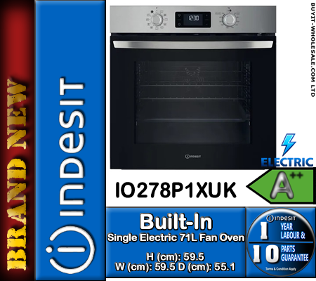 Indesit IO278P1XUK stainless steel single electric fan oven
