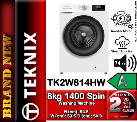 TK2W814HW 8kg 1400 spin washing machine white front view