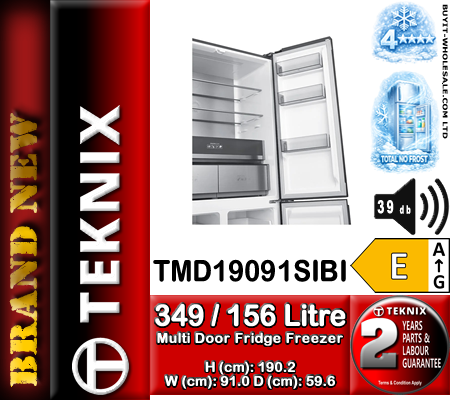 Teknix TMD19091SIBI 505L Total No Frost Multi Door Fridge Freezer in Dark Inox