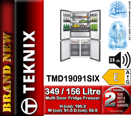 Teknix TMD19091SIX 505L Multi Door Frost Free Fridge Freezer Inox