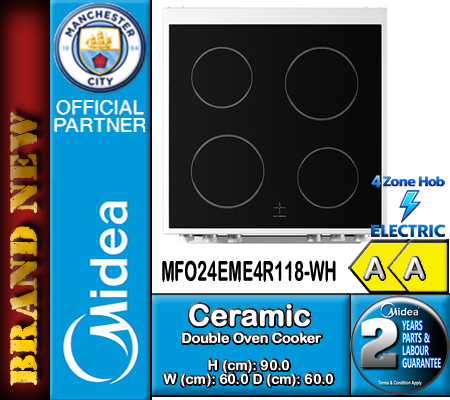 Midea MFO24EME4R118-WH White 60cm Wide Electric Double Oven Cooker - Image 6