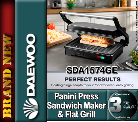 *** In Store Only *** Daewoo SDA1574GE Panini Press Sandwich Maker & Flat Grill - Image 3