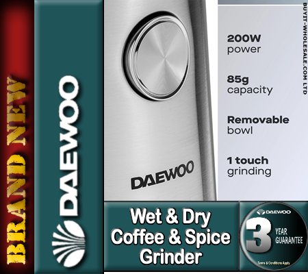 *** In Store Only *** Daewoo SDA2697GE Stainless Steel Wet & Dry Coffee & Spice Grinder - Image 2