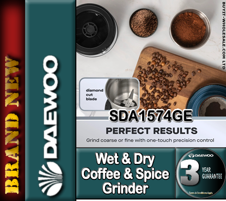 *** In Store Only *** Daewoo SDA2697GE Stainless Steel Wet & Dry Coffee & Spice Grinder - Image 3