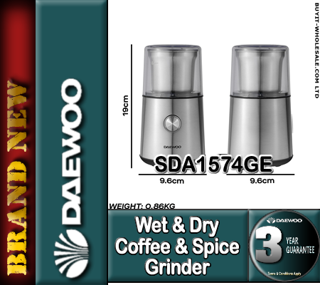 *** In Store Only *** Daewoo SDA2697GE Stainless Steel Wet & Dry Coffee & Spice Grinder - Image 6