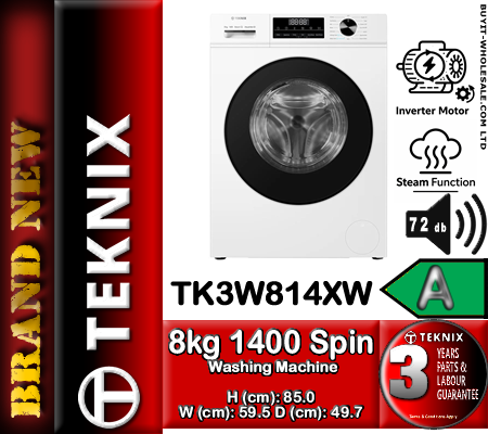 Teknix TK3W814XW White 8kg 1400 Spin Washing Machine